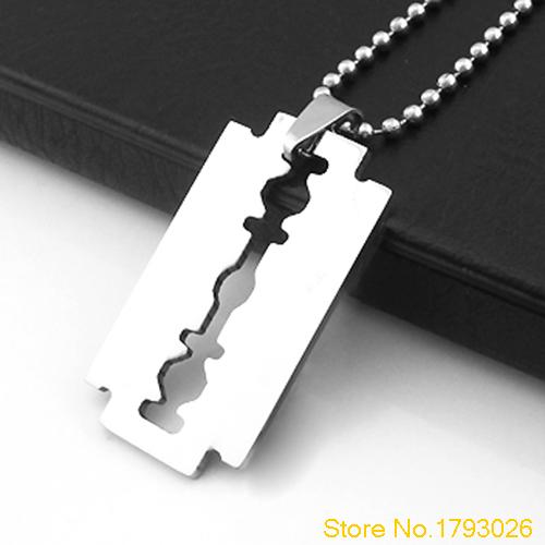 Razor Pendant Silver Color Ball Blade Chain Necklace